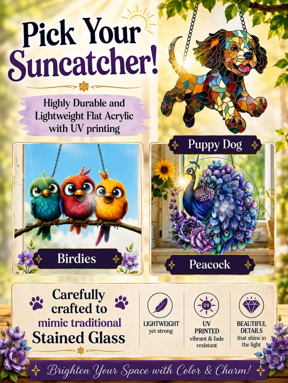 Colorful Acrylic Suncatchers PICK YOUR FAVORITE!